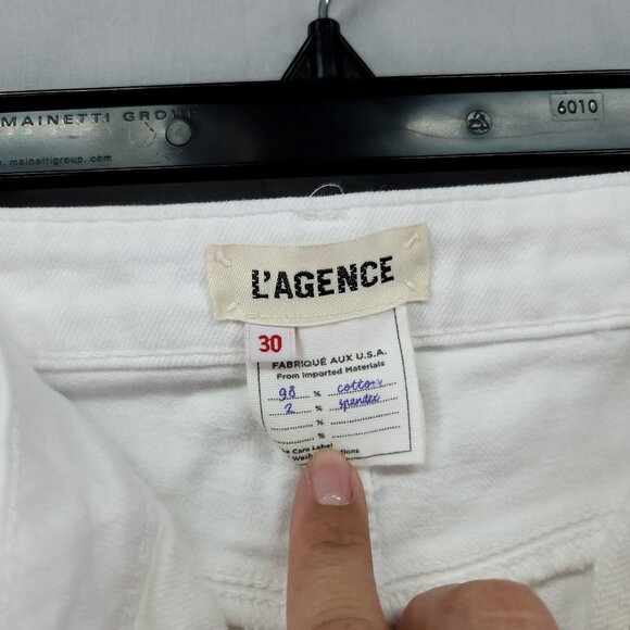 L’Agence Straight Leg Jeans 30 High Rise Baggie Cropped 24" White - Picture 6 of 12